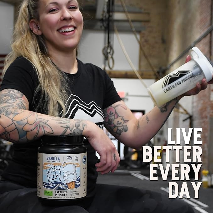 Earth Fed Muscle Whey Back Irish Grass Fed Whey Protein Isolate Third-Party Certified. 25g Protein Vanilla - Non-GMO Hormone Free Soy Free Gluten Free - 2 LB 29 Servings