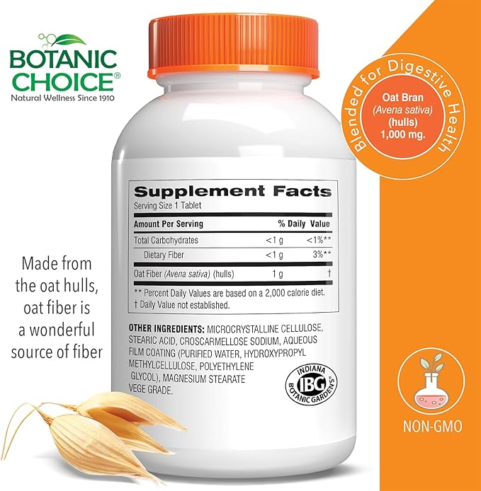 Botanic Choice Oat Fiber Dietary Supplement - Digestive Health for Women and Men - Pack of 2