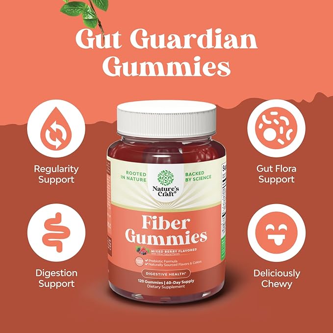 Bundle of Fiber Gummies for Adults - Chicory Root Supplement with Prebiotic for Gut &amp Digestive - Sugar Free &amp Vegan and Vitamin D3 Gummies with 2000IU per Serving Bone Muscle &amp Immune Sup