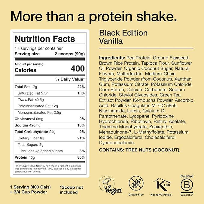 Huel Black Edition Bundle | Vanilla 40g Vegan Protein Powder + Shaker Bottle | Nutritionally Complete Meal | 27 Vitamins and Minerals Gluten Free | Lockable Lid to Avoid Spills | BPA Free