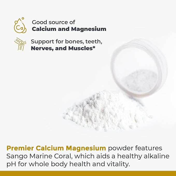 Premier Research Labs Calcium Magnesium Powder - Natural Coral Calcium Powder for Bone Health Mix with Water for Alkaline PH Balance - 8 oz