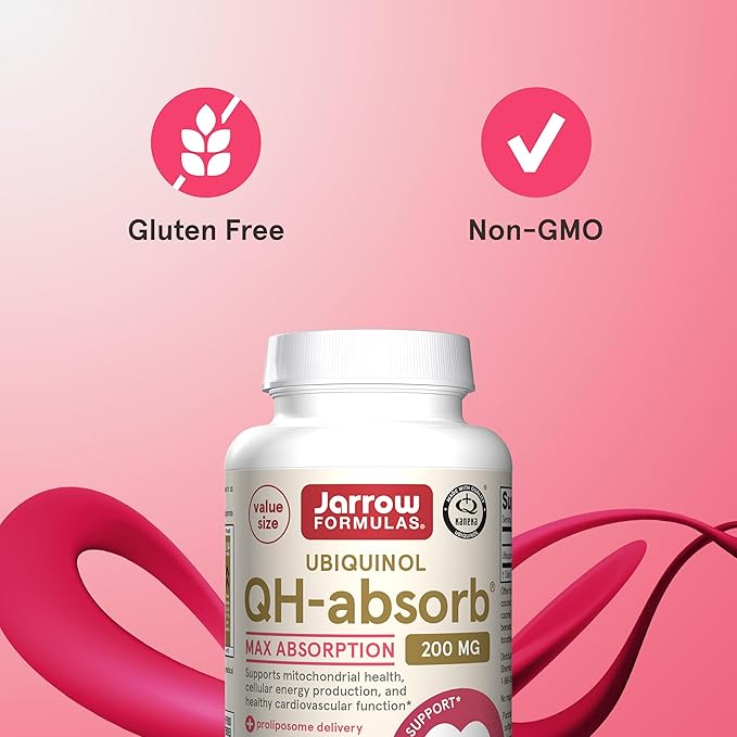 Jarrow Formulas CoQ10 200mg Softgels - 90 Day Supply Ubiquinol Co Q 10 Supplement for Cardiovascular Health 90 Softgels