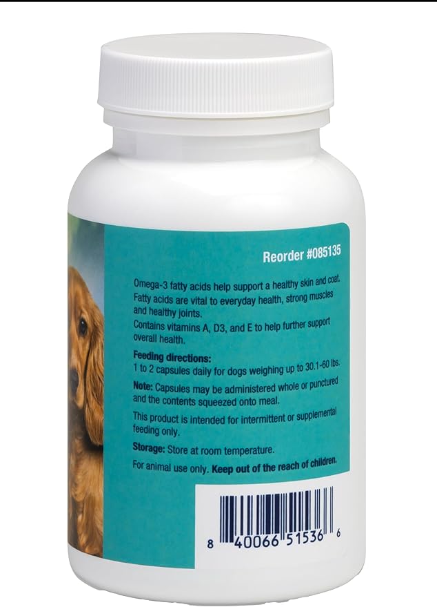 Covetrus Omega-3 Soft Gels for Medium Dogs – Essential Fatty Acids with Vitamins A E &amp D3 – Skin Coat &amp Joint Supplement – 60 Count