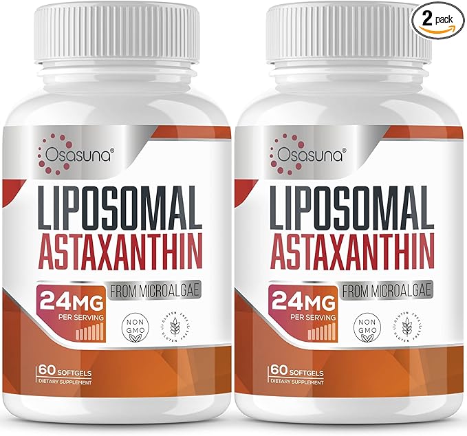 Liposomal Astaxanthin Supplement 24MG Maximum Absorption Antioxidant Stronger Than VIT C Non-GMO &amp Gluten Free - 120 Softgels(4 Months Supply)