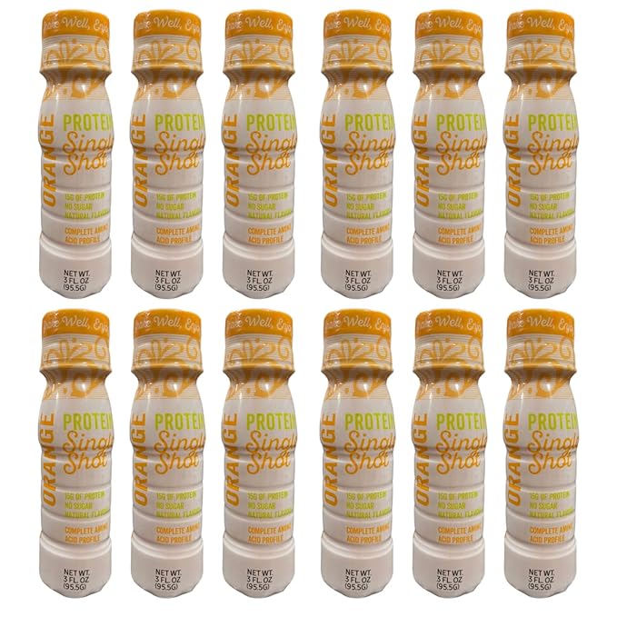 HealthyWise - Whey Protein &amp Collagen Shots 15g Protein Fat Free Sugar Free 3 Fl Oz Per Serving (Orange 12 Pack)