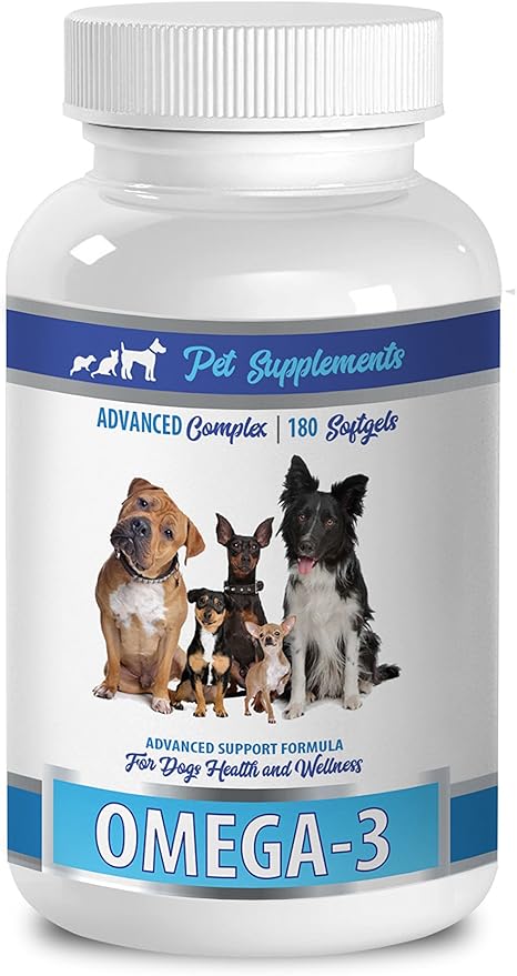 Dog Dry Skin Products - Omega 3 - Advanced Complex - Health &amp Wellness - for Dogs - Dog Omega 3 Fish Oil - 1 Bottle (180 Softgels)