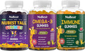 NuBest Triple Bundle for Bone Brain Eye and Development for Kids and Teens Tall Gummies Omega 3 Gummies Immune Gummies