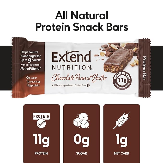 Extend Nutrition Power Pack: Sugar-Free &amp High-Protein Bars – Perfect Diabetic Snacks - Chocolate Peanut Butter &amp Peanut Butter Low Carb Keto-Friendly Energy &amp Hunger Control!