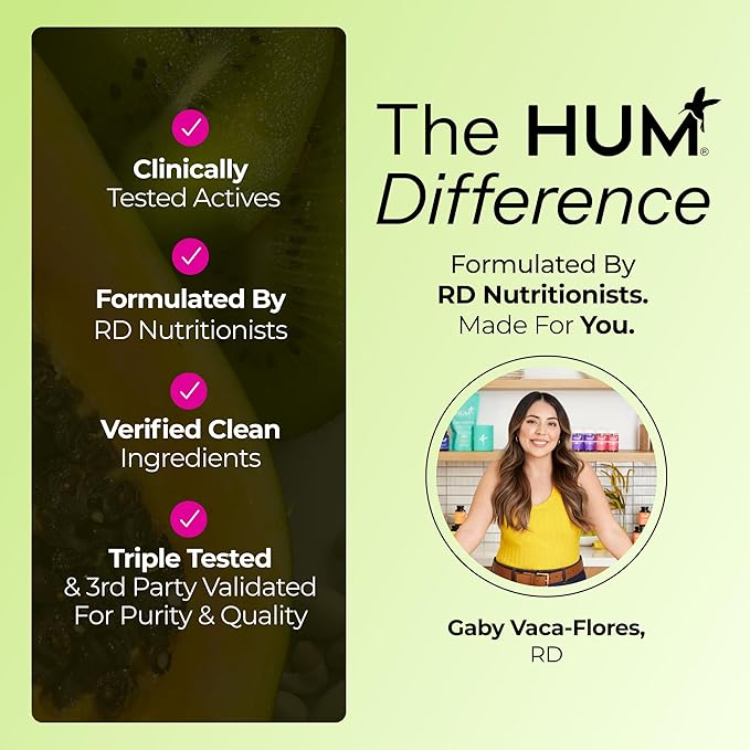 HUM Flatter Me Fiber Supplement for Women &amp Men Prebiotics &amp Digestive Enzymes to Support Weight &amp Bloating Digestive &amp Gut Health Fiber Powder Drink Mix