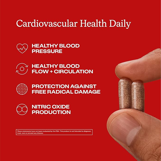 Humann Cardiovascular Health Daily 4-in-1 Vascular &amp Blood Pressure Support Grape Seed Extract &amp Hyaluronic Acid Circulation Supplement Plant-Based Non-GMO 60 Capsules