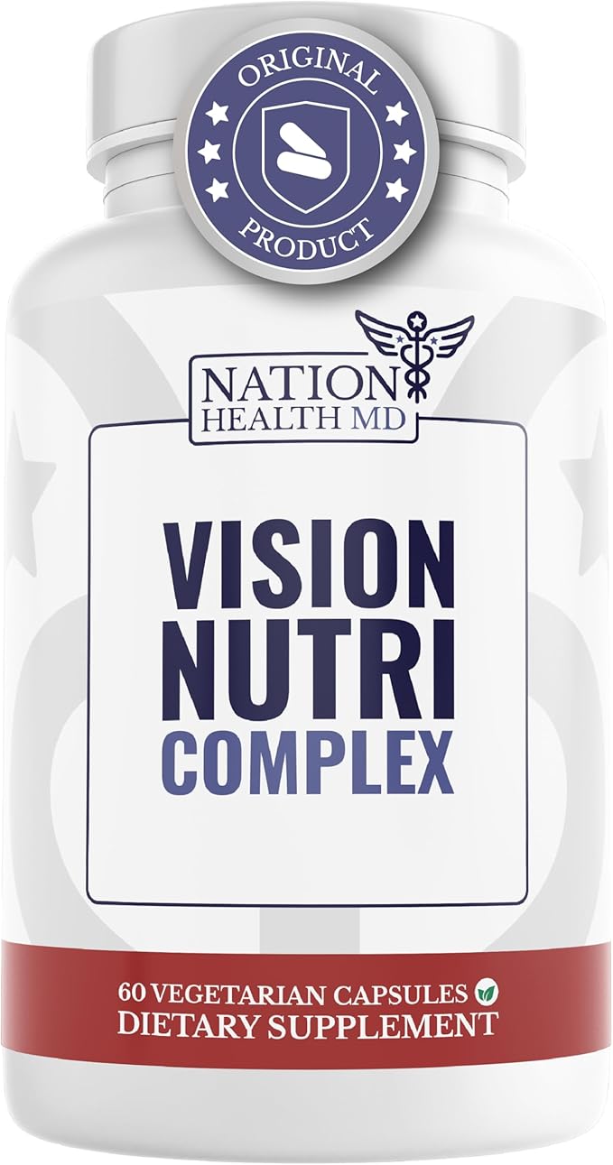 Vision Nutri Complex - Eye Vitamins with Lutein Bilberry - Eye and Vision Health for Men &amp Women - 60 Capsules