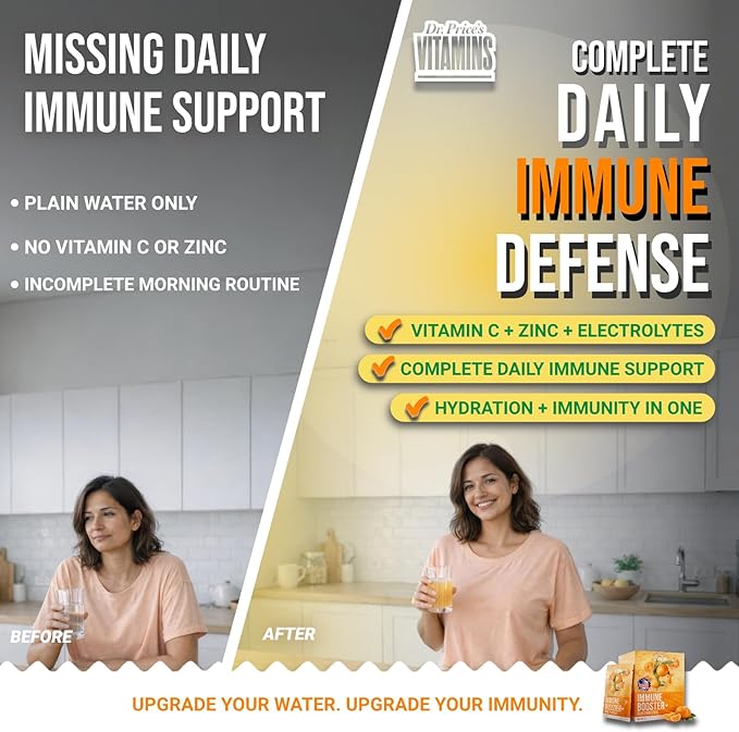Dr. Price’s Electrolyte &amp Vitamin C Powder Packets – Immune Support Mandarin 20 Packs | 1000mg Vitamin C + Zinc 72 Trace Minerals | Sugar-Free Doctor-Formulated for Kids &amp Adults Made in