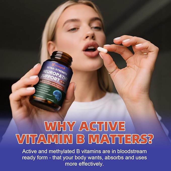 Alpha Lipoic Acid Neuropathy Supplements - with 600mg R-Alpha Lipoic Acid NAC ALC Active Vitamin B12 B1 B2 B6 Magnesium - for Nerve Heath Liver Detox Antioxidant &amp Mental Support