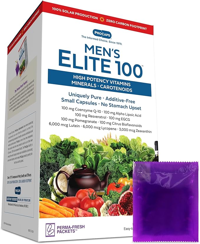 ANDREW LESSMAN Multivitamin-Men's Elite-100 30 Packets - Potent Nutrients Plus 100mg Each of Coenzyme Q10 Alpha Lipoic Acid Resveratrol EGCG Pomegranate Citrus Bioflavonoids. No Additives