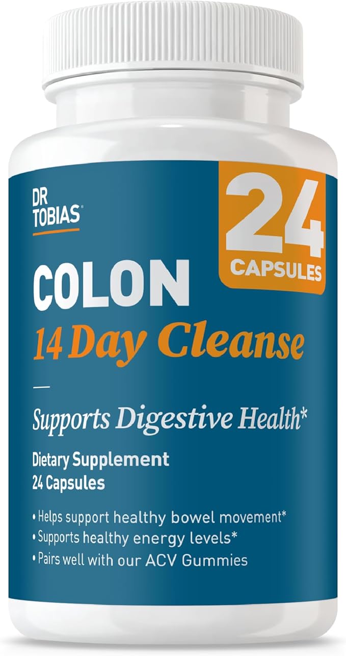 Dr. Tobias Colon Cleanse - Constipation Relief &amp Gut Health Support for Women &amp Men | 14 Day Colon Cleanser for a Gentle Colon Detox &amp Gut Flush 24 Capsules (1–2 Daily)