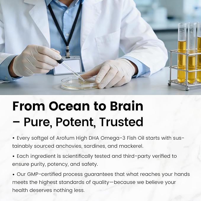 High DHA Omega 3 Fish Oil – 2000 mg Fish Oil Omega 3 Supplements Including 1100 mg DHA + 700 mg EPA – Supports Brain Health Focus Memory &amp Mood – Lemon Flavor 300 Softgels
