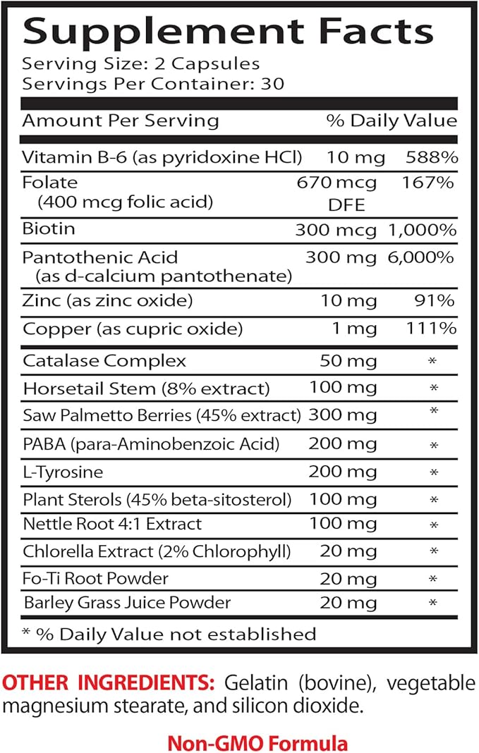 Biotin zinc - Anti Gray Hair - Hair Solutions for Men (3 Bottles - 180 Capsules)