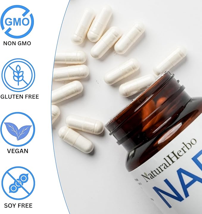 NAD+ Supplement 950mg Per Serving (Nicotinamide Adenine Dinucleotide) NAD+ Supplements for Men &amp Women 60 Vegan Gluten-Free Capsules 30 Day Supply