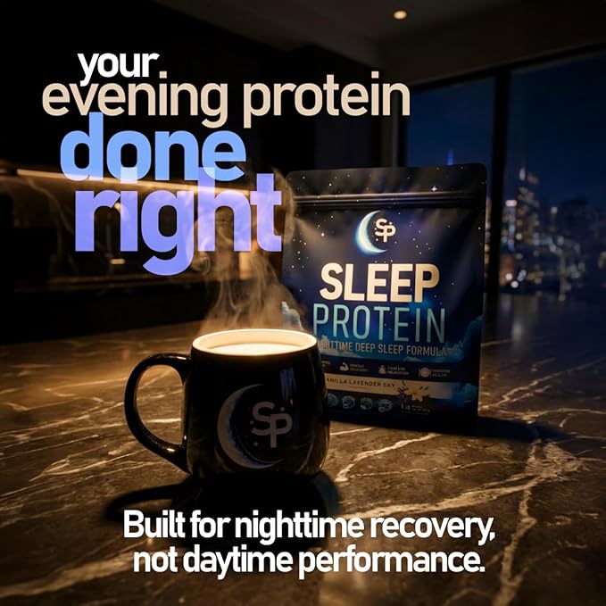 SleepProtein™ Nighttime Casein Recovery Shake – 20g Slow-Release Protein for Overnight Muscle Repair &amp Deep Sleep Support – Melatonin-Free GLP-1 Friendly with Magnesium GABA Theanine &amp Try