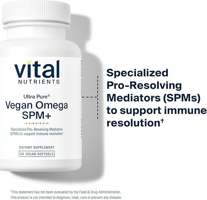 Vital Nutrients Ultra Pure® Vegan Omega SPM+ - Vegan Specialized Pro-Resolving Mediators (SPM) Omega-3 Supplement - Minor Joint Discomfort Relief* - Gluten Dairy Soy Free Non-GMO - 90 Mini Softgels