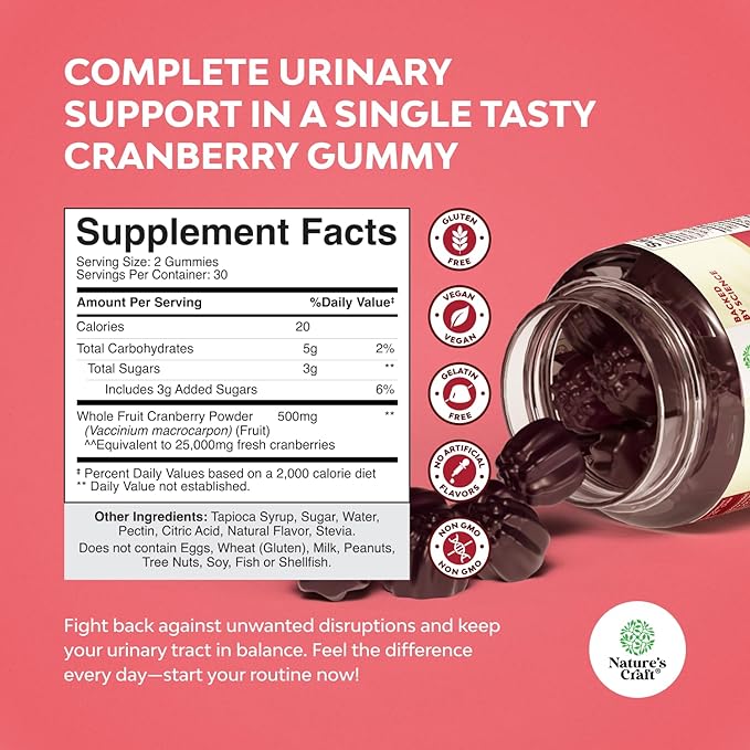 Bundle of Potent Daily Multivitamin Gummies for Adults and Natural Cranberry Gummies for Women and Men - Wellness Blend of Vitamin D A C E B12 Zinc and Biotin - Extra Strength Delicious Antioxidant