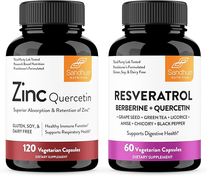 Sandhu's Zinc Quercetin &amp Resveratrol Capsules | Support Immune Health