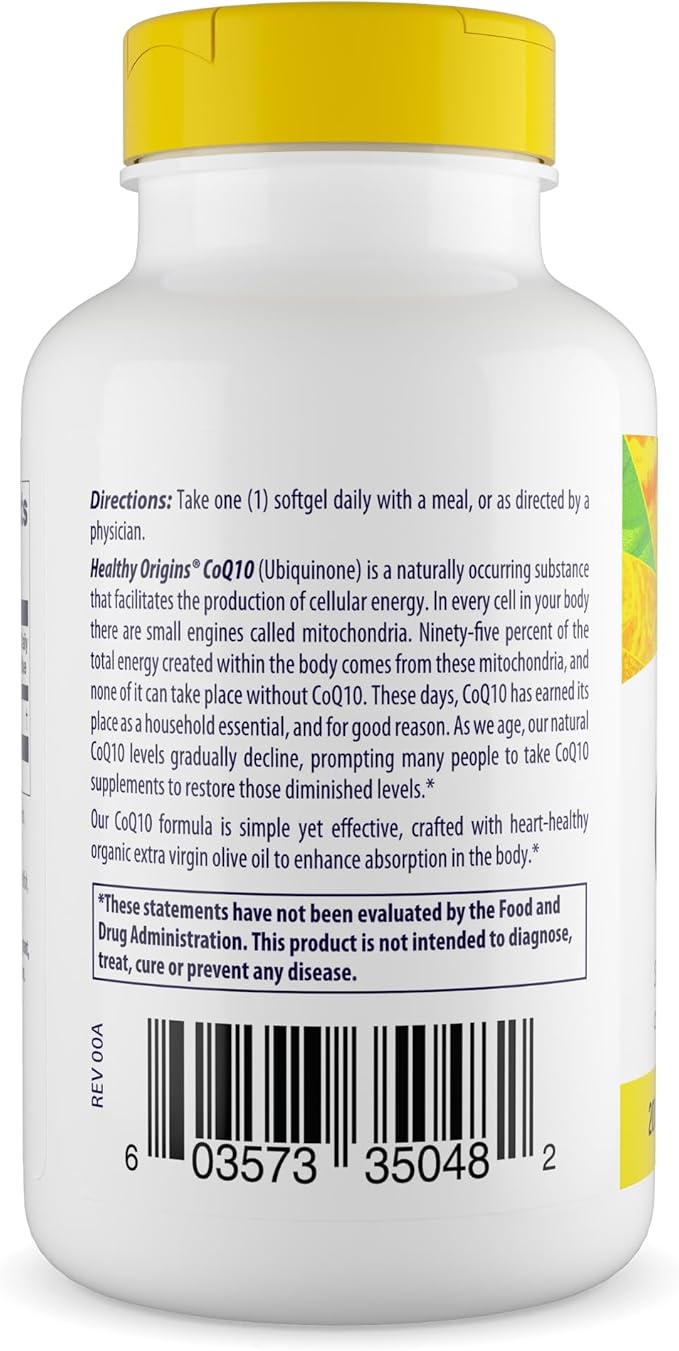 Healthy Origins® CoQ10 400 mg – Natural Trans-Isomer Ubiquinone – Yeast Fermented Supports Heart Health &amp Cellular Energy – Non-GMO 60 Softgels