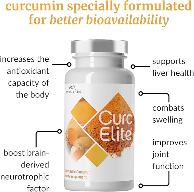 Mara Labs CurcElite Curcumin | Turmeric Extract 95% Curcuminoids | Vegan No Fillers and Non-GMO | 30 Vegan Capsules