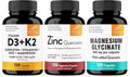 Sandhu's Vitamin D3 K2 10000 IU Bundle with Zinc Quercetin &amp Magnesium Glycinate Capsules (120 Count Each) | for Men &amp Women