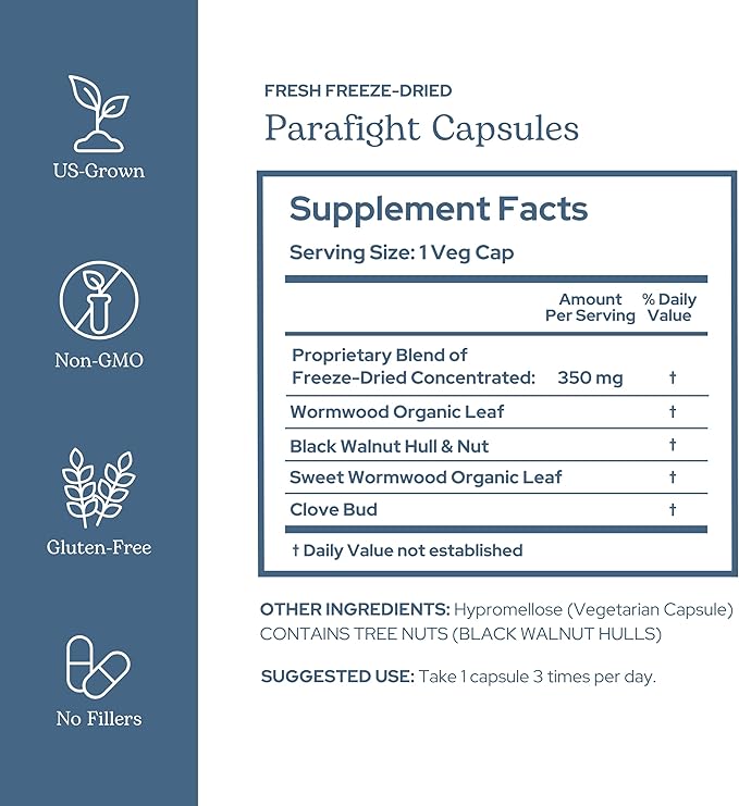 Eclectic Herb - ParaFight Capsules | Intestinal Support + Detox | Non-GMO Vegan Gluten Free (45 CT | 350 mg)