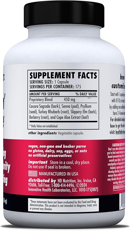HEALTH DIRECT Sculpt n' Cleanse - Herbal Colon Cleanse for Digestive Health &amp Regularity - Natural Detox &amp Gut Flush Supplement - 175 Veggie Capsules