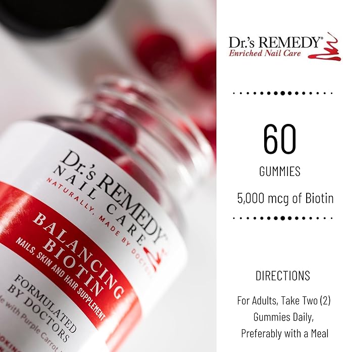 Dr.'s Remedy Biotin Gummies for Hair Skin and Nails Vitamins - 5000 mcg Organic Vegan and Gluten Free