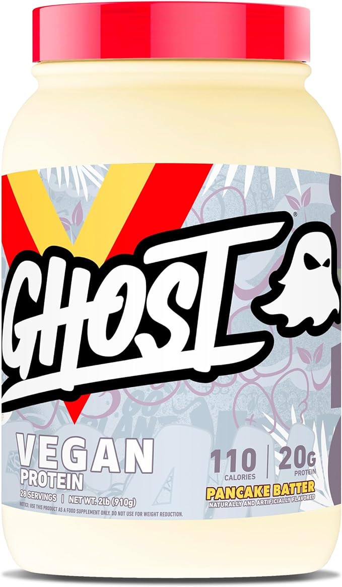 GHOST Vegan Protein Powder Pancake Batter – 2lb 20g of Protein- Plant-Based Pea &amp Organic Pumpkin Protein - ­Post Workout &amp Nutrition Shakes Smoothies &amp Baking - Soy &amp Gluten-Free