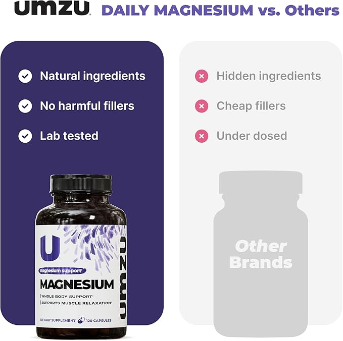 UMZU Daily Magnesium 30 Day Supply – Advanced Bioavailable Magnesium Complex with 3 Highly Absorbable Forms – Naturally Supports Energy Metabolism Muscle Relaxation Calmness &amp Overall Wellness