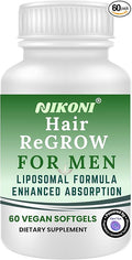 Nikoni Hair ReGROW for Men – Liposomal Hair Support Liposomal Formula with Biotin Keratin Saw Palmetto &amp Essential Nutrients-60 Vegan Softgels