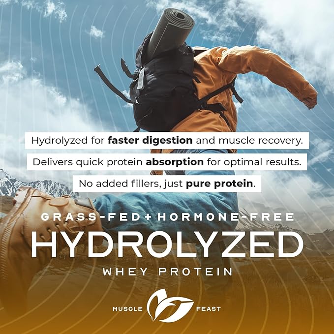 Muscle Feast Hydrolyzed Whey Protein Powder Grass Fed and All Natural Hormone-Free Hydro Whey Powder for Men and Women Gluten Free Non-GMO Delicious Hydrolyzed Protein Powder Chocolate 5lb