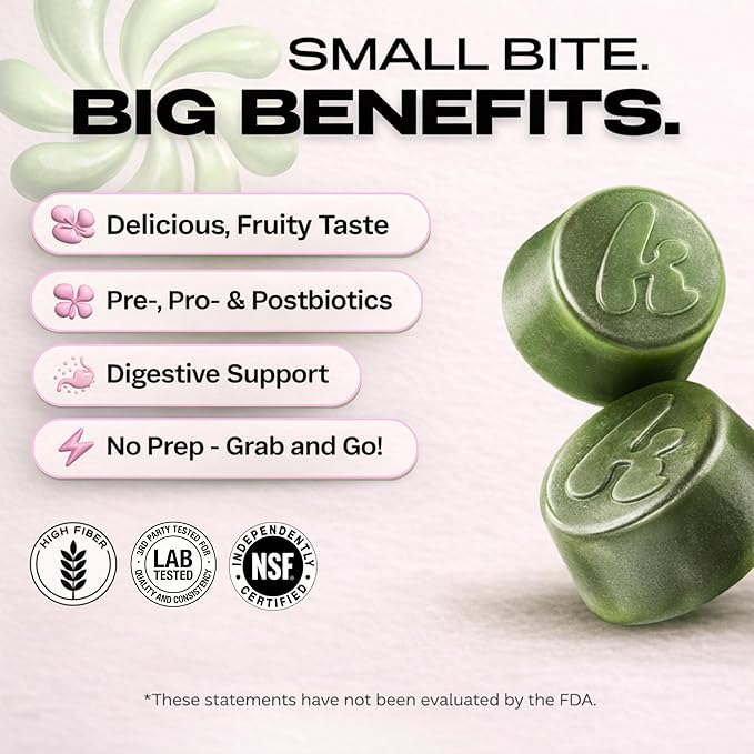 Kiala Nutrition Super Greens Gummies with 11x Organic Greens Pre Post &amp Probiotics Antioxidants Multivitamin Fiber Supplement Supports Gut Health &amp Digestion Dairy Free Vegetarian 60 C