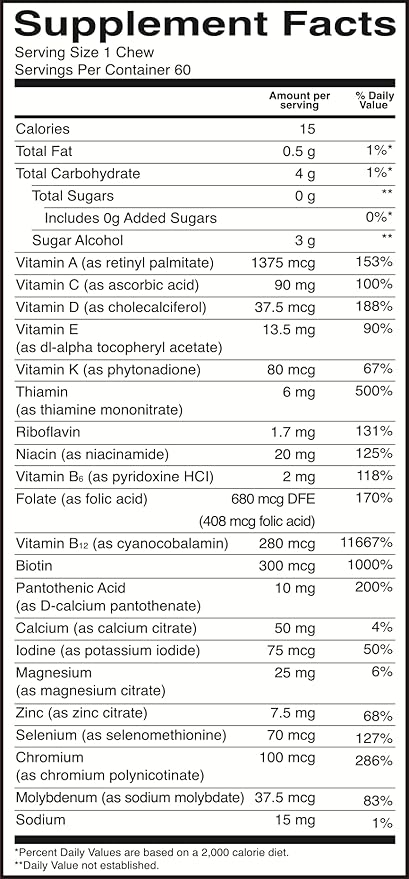 BariatricPal Iron-Free Multivitamin Soft Chew - Fruit Punch (120 Count)