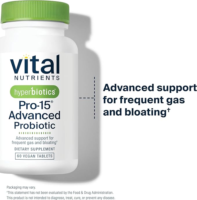 Hyperbiotics Vital Nutrients Pro-15 Advanced Probiotics for Women and Men | 15 Strains + Kiwifruit | Clinically Studied Daily Probiotics for Digestive Health Gas &amp Bloating | 60 Vegan Tablets