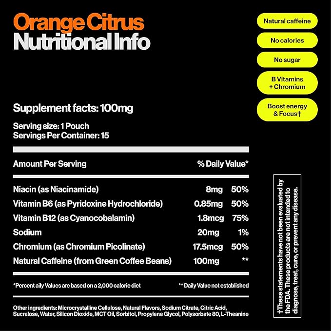 Wip Energy Pouches | 100mg Natural Caffeine | Vitamins and Minerals | 4 Pack Assorted: Sour Cherry Mint Orange Citrus Strawberry Kiwi