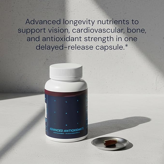 Blueprint Bryan Johnson Advanced Antioxidant Supplement – Lutein Zeaxanthin Lycopene Vitamin K1 K2 – Vegan Capsules for Vision Bone &amp Heart Support – Updated Formula of Essential Softgels