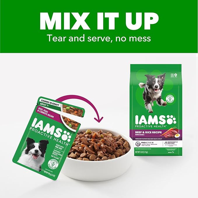 IAMS Proactive Health Adult Wet Dog Food Variety Pack 3.5 oz. Pouch (8 Count) (Pack of 2)