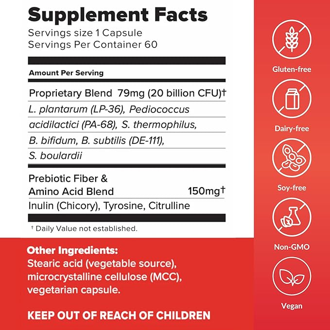 BiotiQuest Heart Centered Probiotics to Support The Cardio Vascular System and Heart Health 20 Billion CFU Non-GMO and Gluten Free 60 Capsules