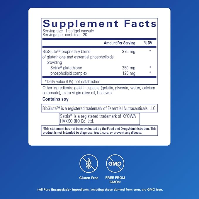 Pure Encapsulations Liposomal Glutathione - Immune Support &amp Liver Detox* - Antioxidant Protection - with Setria Glutathione - Non-GMO - 30 Softgel Capsules