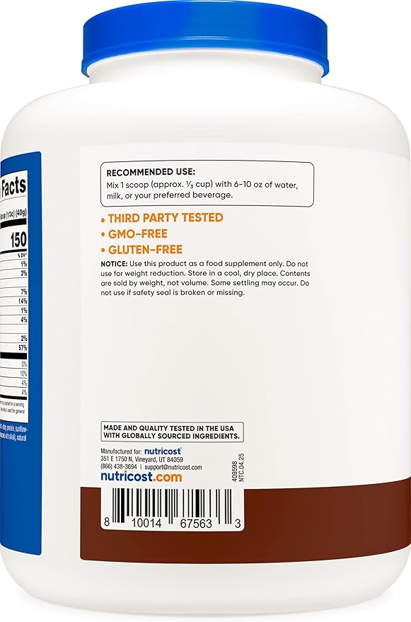 Nutricost Grass-Fed Whey Protein Isolate (Chocolate) 5LBS - Non-GMO Gluten Free Natural Flavors