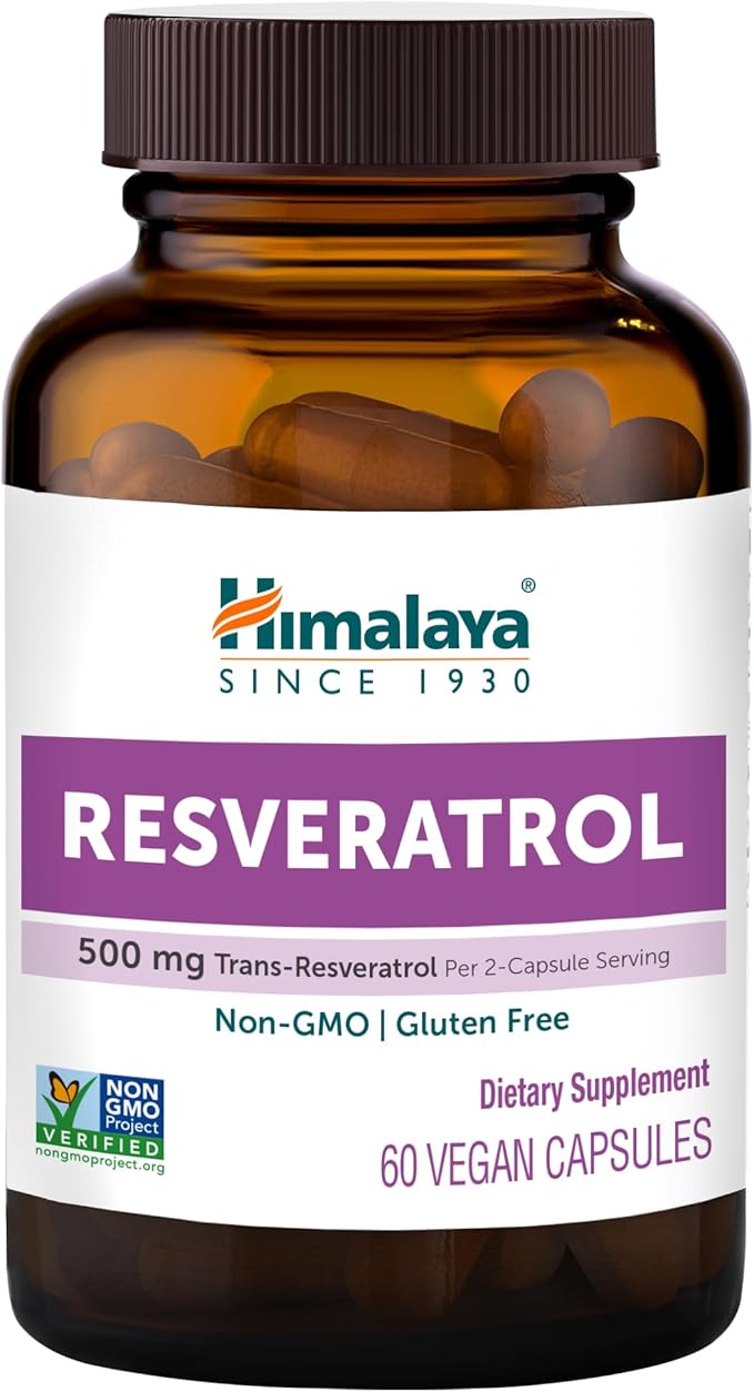 Himalaya Resveratrol for Healthy Aging and Antioxidant Support 1000 mg of Resveratrol with 500 mg Trans-Resveratrol Daily 60 Vegan Capsules 1 Month Supply