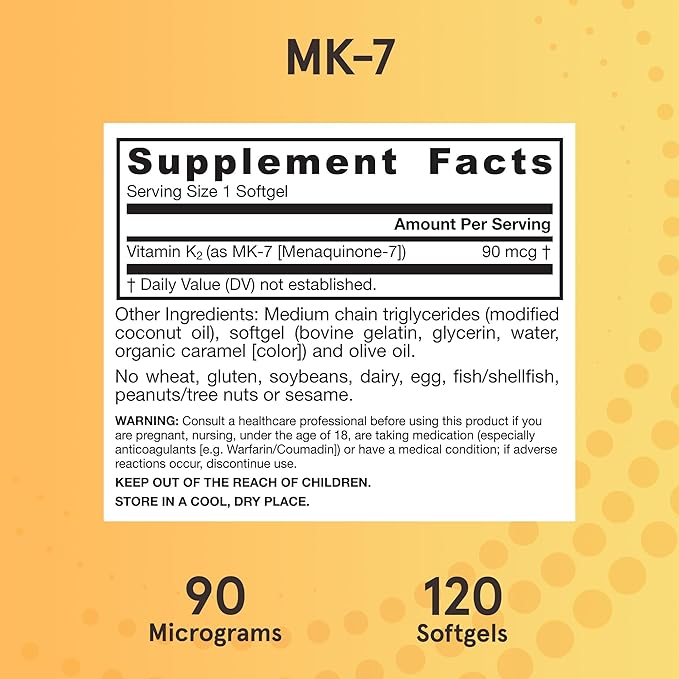 Jarrow Formulas MK-7 90 mcg - Bioactive Form of Vitamin K2-120 Servings (Softgels) - for Bone &amp Cardiovascular Health - Vitamin K2 MK-7 Dietary Supplement - Gluten-Free