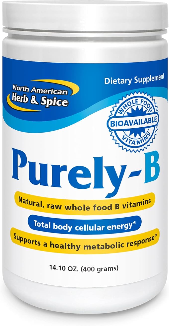 NORTH AMERICAN HERB &amp SPICE Purely-B - 14.1 oz - Whole Food B Complex Concentrate - Natural Energy Source Healthy Metabolic Response - Raw Chaga &amp Maca - Non-GMO - 28 Servings