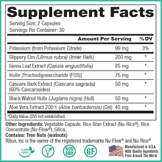 Peak Pure &amp Natural Colon Support - Colon Cleanse and Detox Supplement for Digestive Health - Gut Health Support with Inulin and Senna Leaf Extracts - with Fiber Prebiotics and Probiotics - 3 Pa