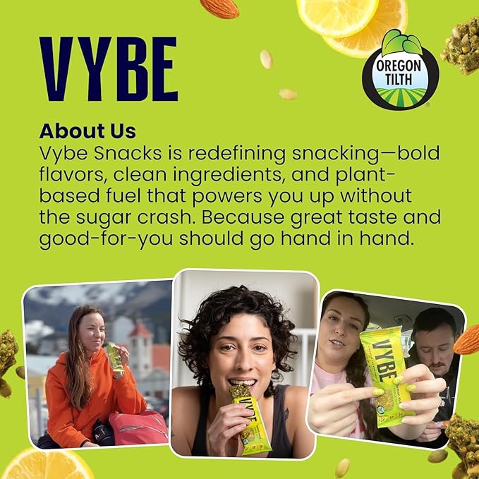 Vybe Snacks Savory Snack Bars – Ginger Garlic &amp Lemon Mint (2 of each) Crunchy &amp Delicious | Zero-Added Sugar Gluten-Free Plant-Based Goodness Keto-Friendly No Artificial Ingredients (Pack